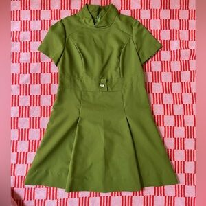 Vintage Mod 60s 70s Green Mini Dress
